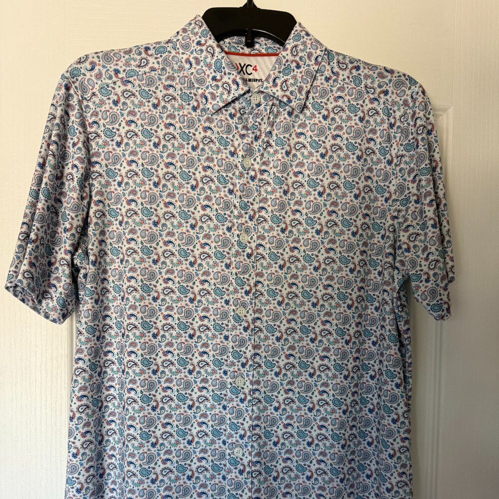 Johnston & Murphy XC4 Paisley Print Performance Short-Sleeve Polo Shirt (S)